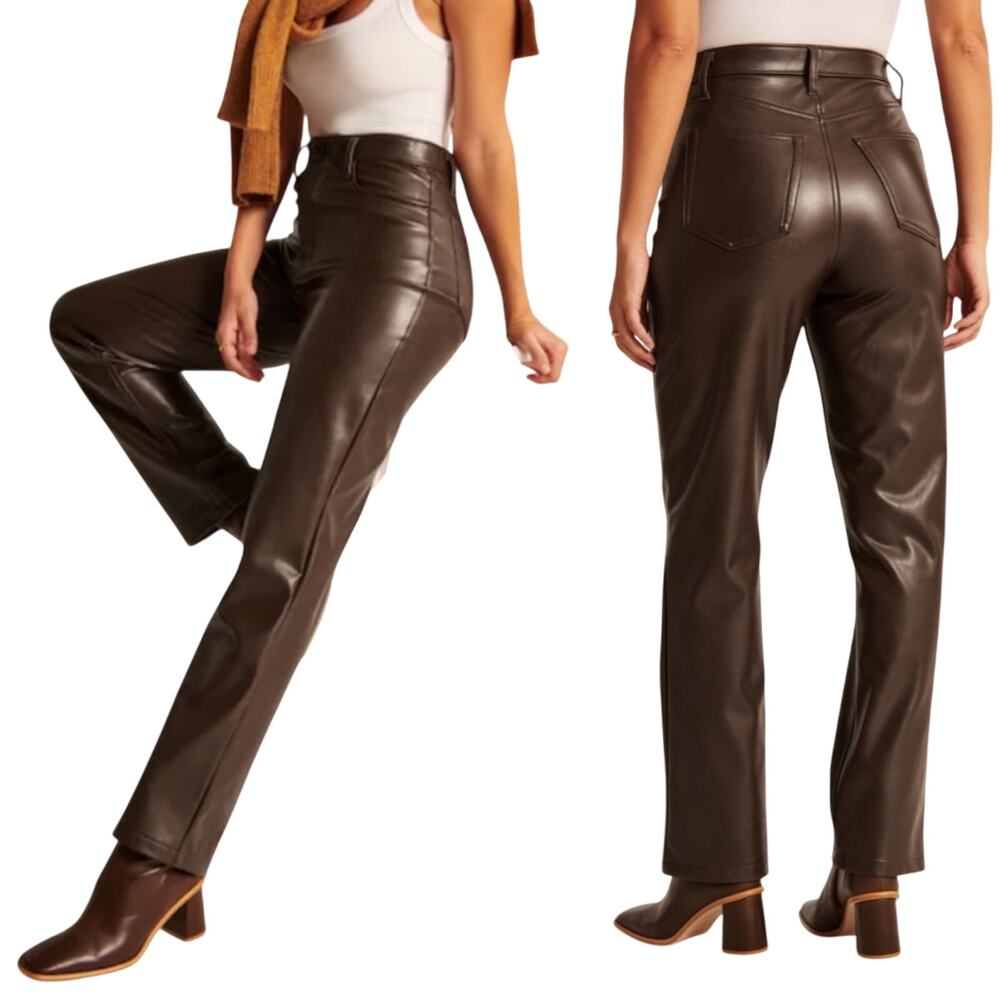 Abercrombie & Fitch The 90s Straight Ultra High Rise Faux Leather Pants 29 8